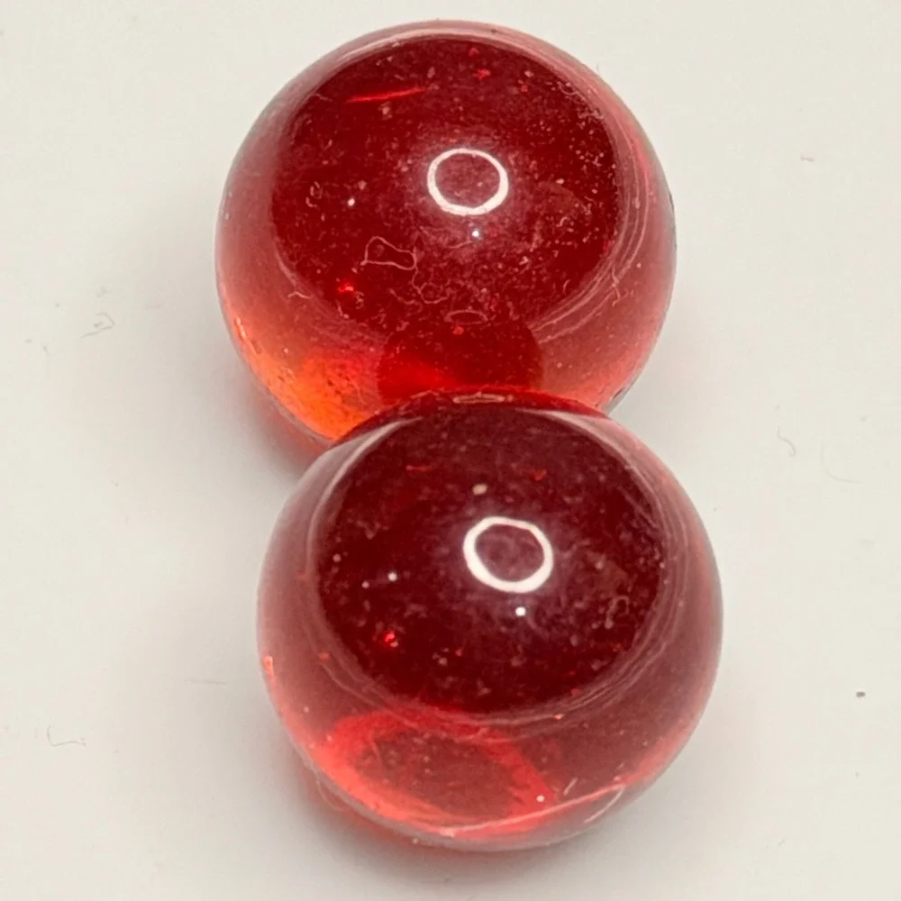 Vintage Red Glass Marbles Pair – Translucent Ruby Style - Garage Find